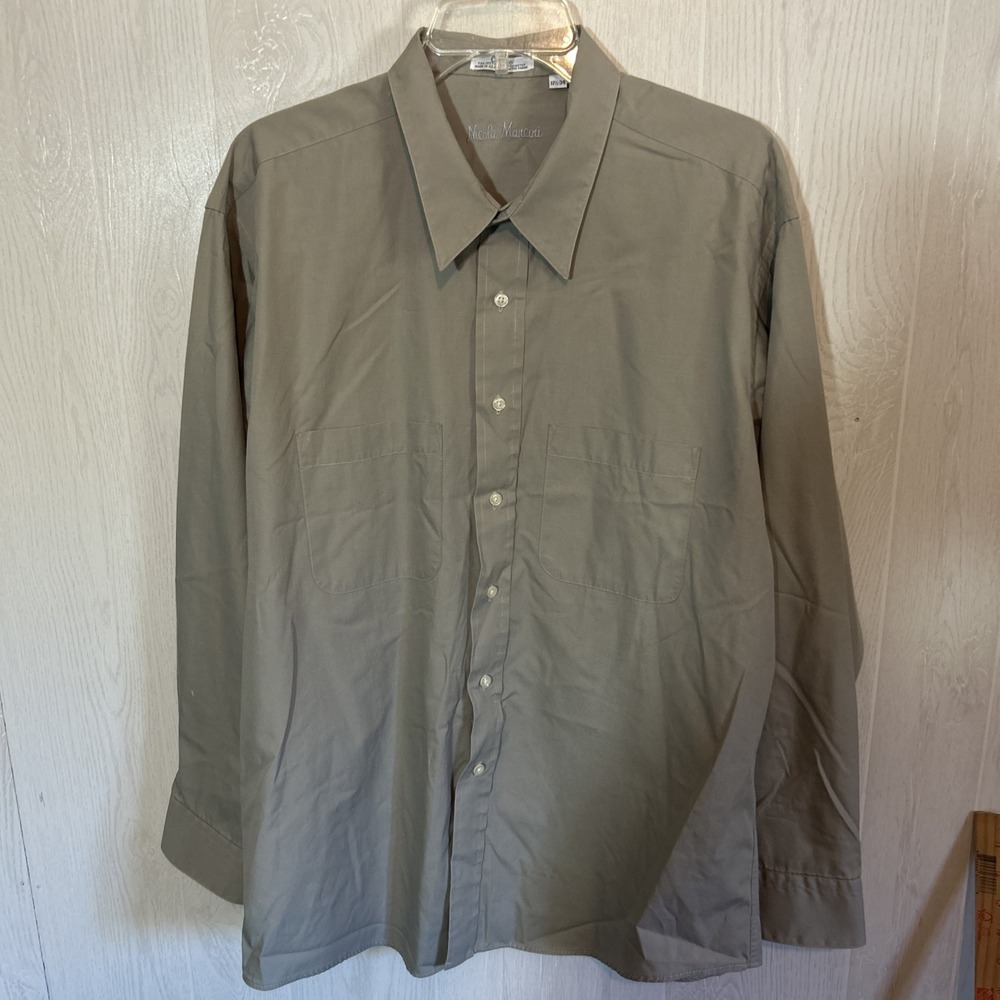 Nicola Mancini 17.5 Grey Dress Shirt Cotton Blend